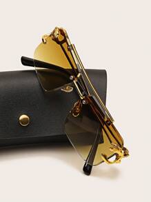 1 Cặp Kính vuông không gọng họa tiết da báo trang trí thời trang Phụ kiện kính đi biển cho kỳ nghỉ hè trên bãi biển, ngoài trời, du lịch - màu nâu - Xem 5