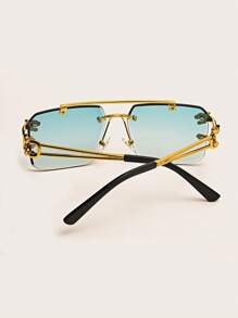 1pair Unisex Square Fashion Rimless Edged Leopard Pattern Decorative Glasses Beach Accessories Glasses Shades - Multicolor - View 5