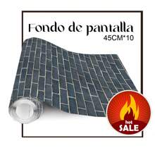 Papel Tapiz Ladrillos Azul Piedra Adhesivo Pared - Azul - Ver 1