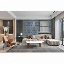 Papel Tapiz Ladrillos Azul Piedra Adhesivo Pared - Azul - Ver 4