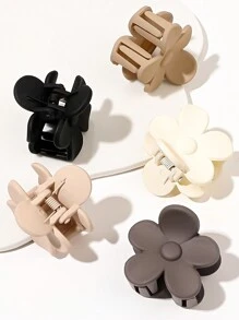 5 件/套黑色可爱甜美哑光花卉天鹅绒发圈，适合女孩扎小马尾辫 - 彩色 - 查看 3