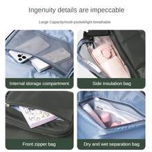 大容量牛津布防水女士背包,適用於旅行,商務旅行,學校,配有多個隔層,方便存取行李袋和15.6英寸的筆記型電腦隔層 - 墨綠色 - 查看 6