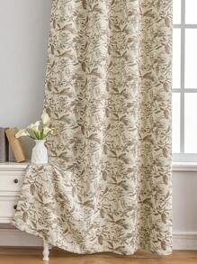 1 Miếng Số In Độ Nét Cao Nhiệt đới Thực vật Trang trí Cửa sổ Rèm , Chống bụi Retro Hoa Chặn ánh sáng Thiết kế - Màu be - Xem 3