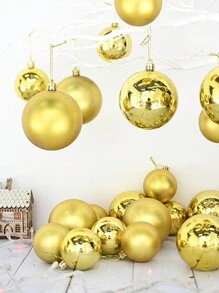 New Arrivals Christmas Decorations, 24pcs/44pcs 3cm Red, White, Black & Metallic Color Christmas Ornament Balls, Including Electroplated Basic Ball, Red, Gold, Pink Ball For Christmas Tree Decor - Gold - View 5