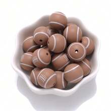 10pcs/pack 15mm Silicone Round Beads With Football Pattern Diy Loose Beads - Multicolor - View 14