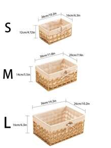 1 件带镂空设计的编织海草储物篮，适用于家庭整理、玩具、化妆品、钥匙、波西米亚绳花盆篮、天然混合藤条花园装饰、金属框架波西米亚风篮子，适合户外沿海氛围，几何篮子 - 杏色 - 查看 7