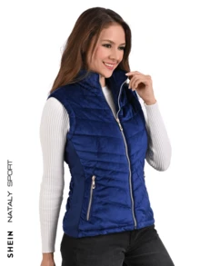 Women's Blue Plush Vest - Navy Blue - View 2