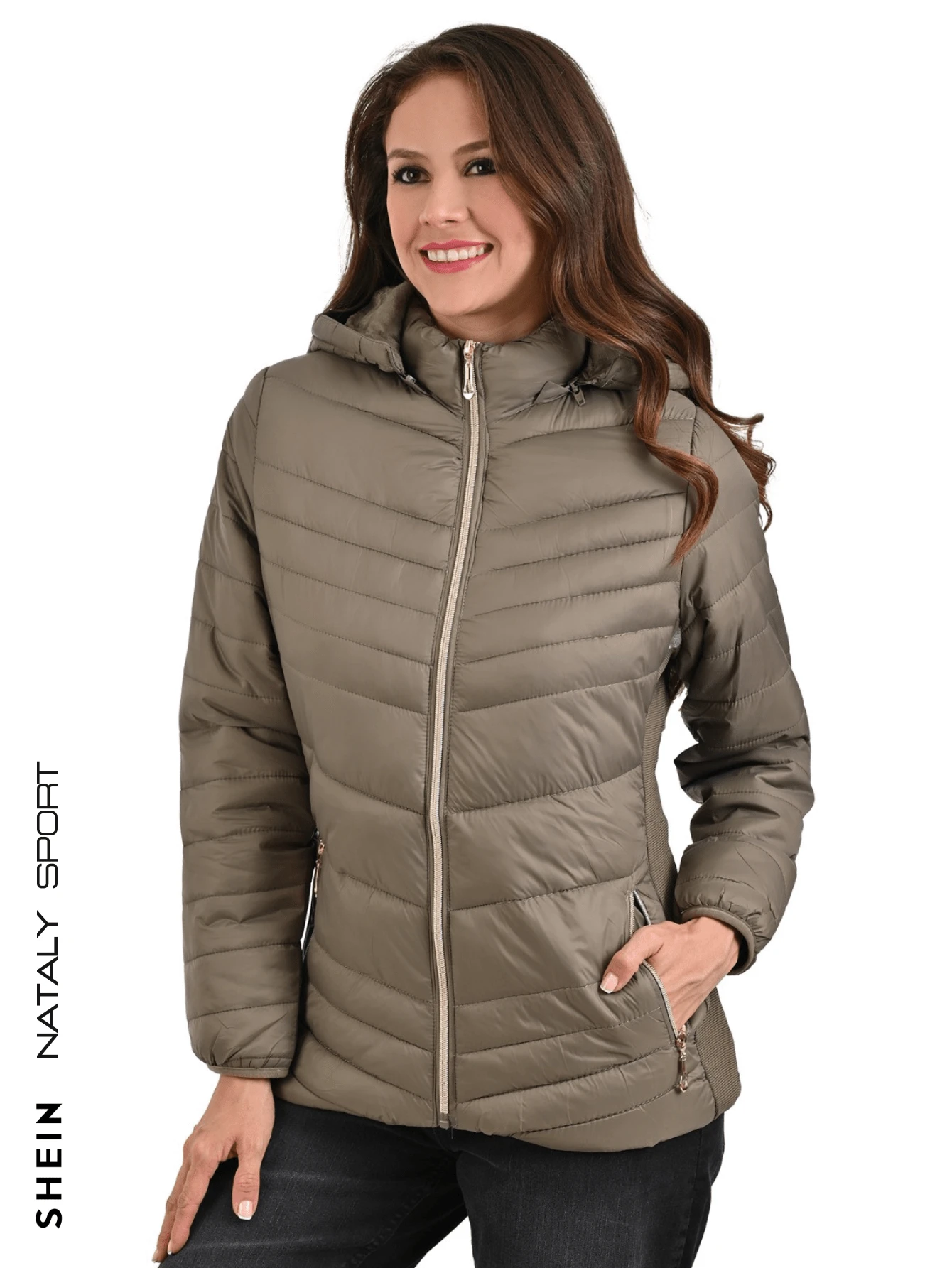 Women's Navy Blue Jacket With Hat And Lined - Camel - View 1