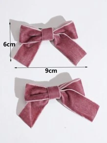 Cute 2pcs/Set Women's Velvet Bow Hair Clips, Elegant & Lovely For Daily Wear, Party Outfit & Dance Party Accessory - Dusty Pink - View 4