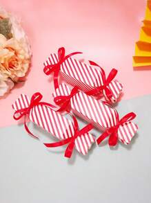 10pcs Striped Candy Box Christmas Festival Snack Wrapping Packaging - Red - View 1