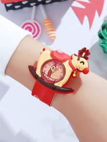 Christmas Pattern Children's Cartoon Snap Watch Gift - Red - View 2