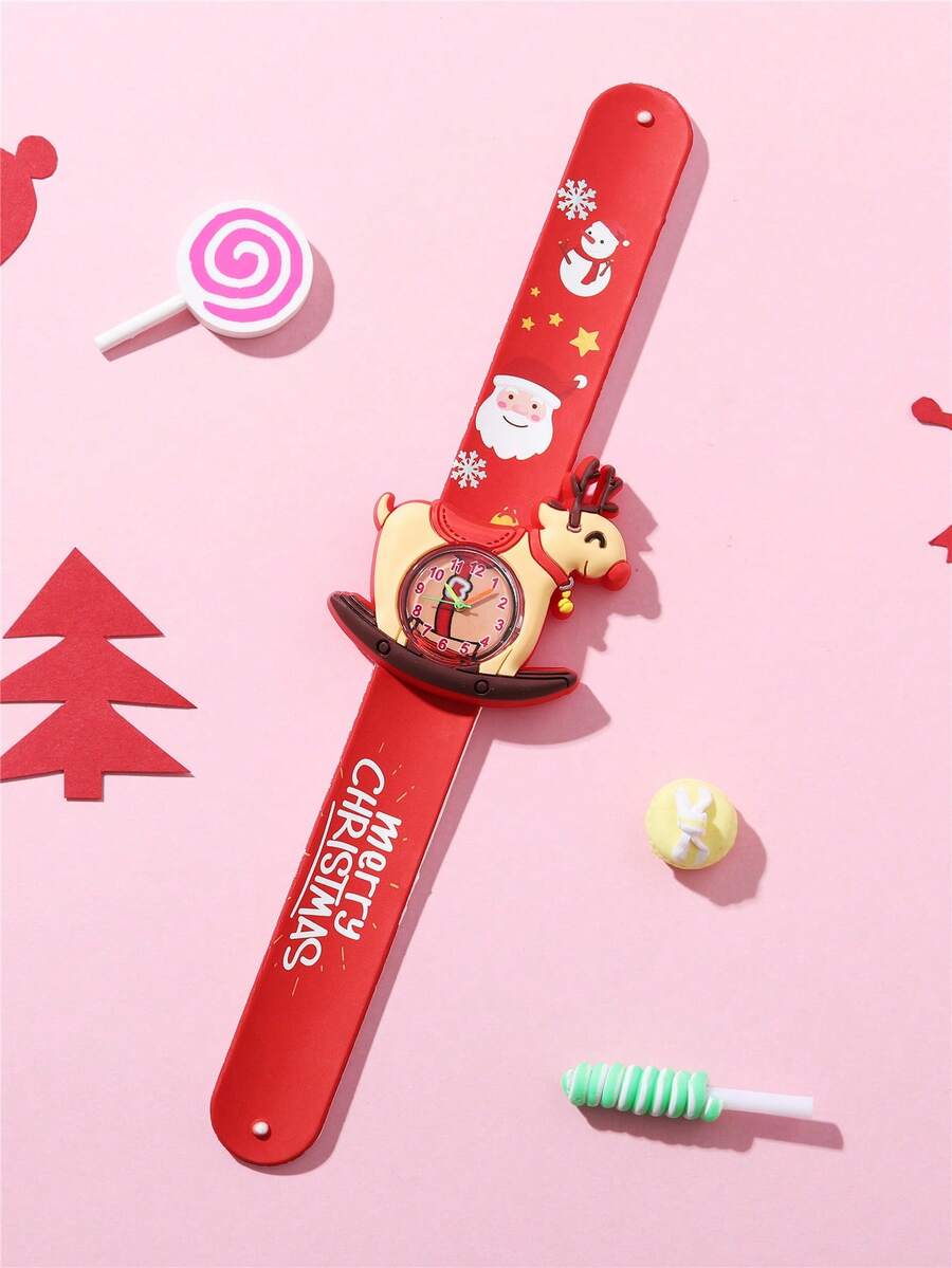 Christmas Pattern Children's Cartoon Snap Watch Gift - Red - View 1