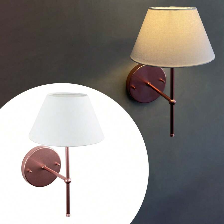 Wall Sconce Bedside Lamp Bedroom Or Hallway With Dome Cotton Fabric Bivolt - 粉色 - 查看 1