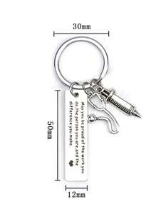 醫生鑰匙包醫療工具鑰匙扣注射器聽診器護士帽鑰匙扣男士醫療禮物,醫療聆音 - 醫生、護士和醫學生的完美禮物 - 提供金色和銀色。護士節你應該感到驕傲的醫療標誌針座不銹鋼禮物鑰匙扣,獻給醫學生和護士。護士聽診器醫用注射器形狀的時光寶石吊墜鑰匙扣時尚金屬吊墜感恩節禮物,聖誕節禮物,聖誕節配件,聖誕節裝飾護士禮物 - 銀色 - 查看 4