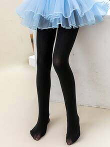 1件幼兒女童黑色尼龍緊身褲襪,皮膚友好舒適,適合日常穿著