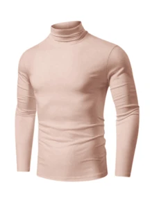 Camisa Térmica Manga Longa Gola Alta Unissex Proteção Solar Uv 50+ Várias Cores - Bege - Visão 2