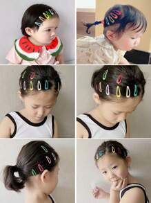 30pcs Girls' Mini Cute Teen Droplet Shaped Hair Clips For Clipping Bangs, Color Random For Daily Use - Multicolor - View 3