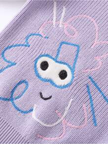 Annil 女童冬季棉質時尚休閒圓領保暖毛衣紫色 - 紫色 - 查看 4