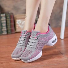 加大碼女士跳舞鞋,帶柔軟鞋底和增高,適用於廣場舞 - 粉色 - 查看 9