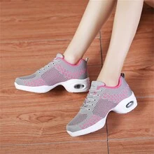 加大碼女士跳舞鞋,帶柔軟鞋底和增高,適用於廣場舞 - 粉色 - 查看 6