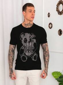 Men T-Shirts - 黑與白 - 查看 3