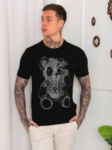 Men T-Shirts - 黑與白 - 查看 4