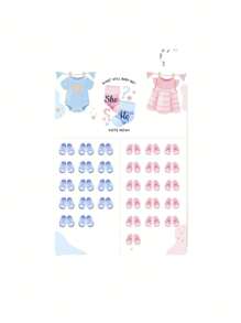 1 套 1 张海报，男女贴纸各 18 张，性别揭示宝宝揭示团队游戏卡，生日派对用婴儿淋浴家庭装饰礼物 - 彩色 - 查看 5