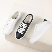 Women Fashion Sneakers Platform Sneakers Spring Shoes For Women Fashion Tennis Shoes Lace-Up Casual Walking Sneakers - 黑色 - 查看 5