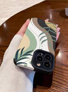 Summer 1pc Leaf Pattern Faux Leather Soft Phone Case, Compatible With Iphone And Samsung - Multicolor - View 4