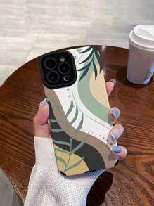 Summer 1pc Leaf Pattern Faux Leather Soft Phone Case, Compatible With Iphone And Samsung - Multicolor - View 2