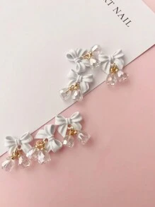 Christmas Alloy Bow Pendant Small Bell Art Design Nail Art Decorations Party Style Nails Products Diy Nail Accessories 6Pcs Bow Hanging Bell Nails Charms Nails Gems Nail Supplies Nails