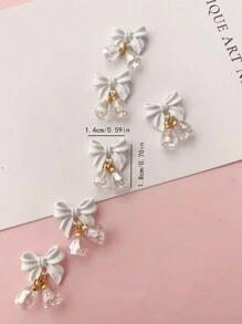Christmas Alloy Bow Pendant Small Bell Art Design Nail Art Decorations Party Style Nails Products Diy Nail Accessories 6Pcs Bow Hanging Bell Nails Charms Nails Gems Nail Supplies Nails