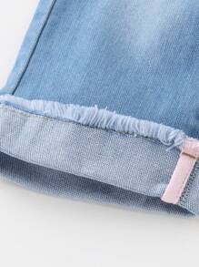 Annil Girls' Spring And Autumn Versatile Cotton Denim Pants Blue