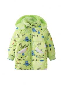 Annil Áo khoác phao ấm áp dài vừa phải thời trang mùa đông cho bé trai và bé gái - Màu vàng - Xem 1