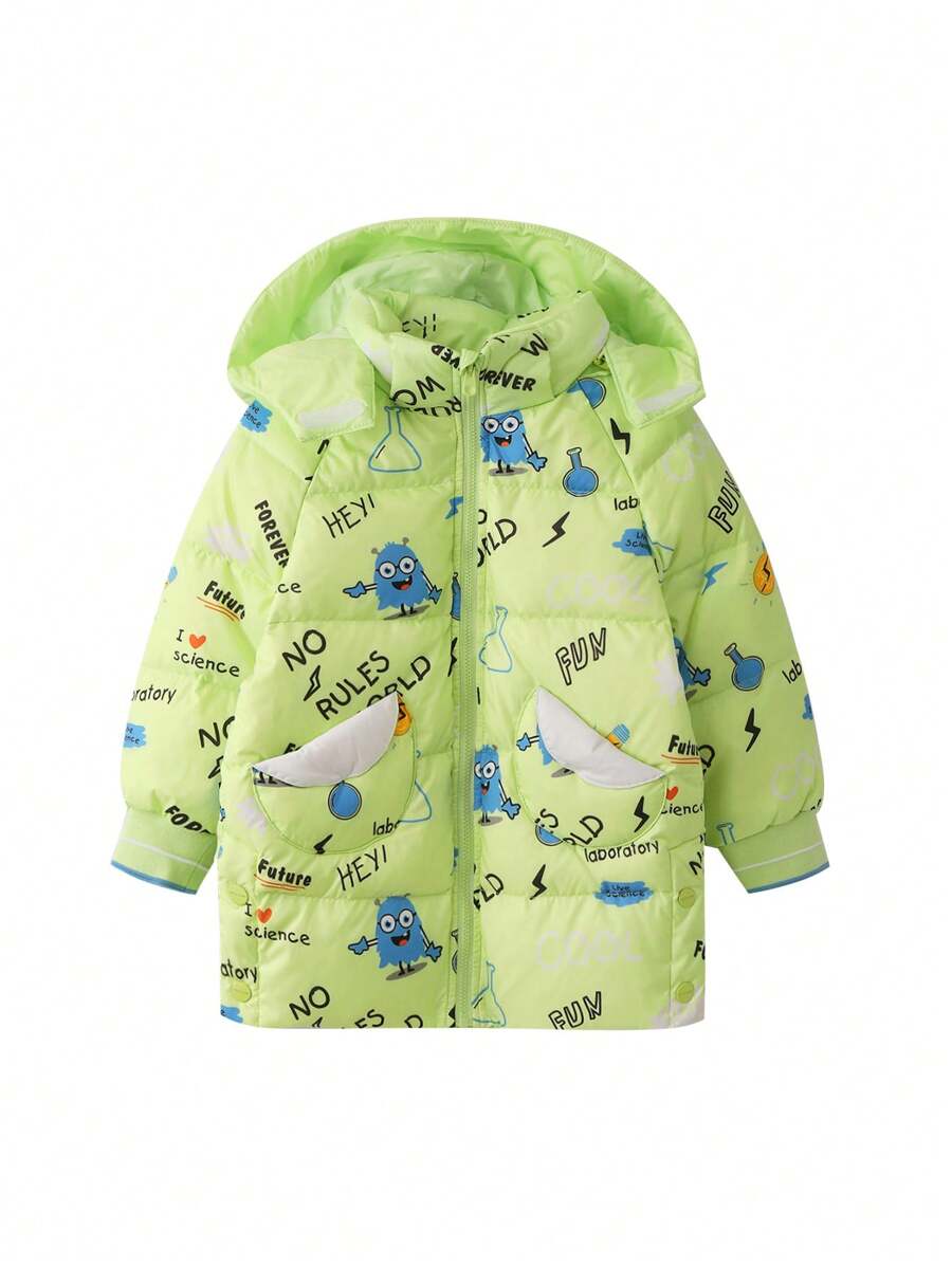 Annil Áo khoác phao ấm áp dài vừa phải thời trang mùa đông cho bé trai và bé gái - Màu vàng - Xem 1