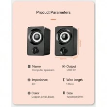 Bocinas Para Pc Altavoz Multimedia Portátil Subwoofer - Negro - Ver 3