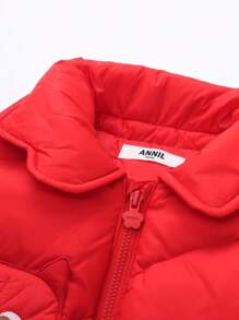 Annil Girls' Winter Warm Mid Length Down Jacket - Red - View 4