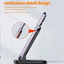 1入白色獨家款15w桌面無線充電器,帶多角度可折疊且攜帶方便的手機支架 - 白色 - 查看 4