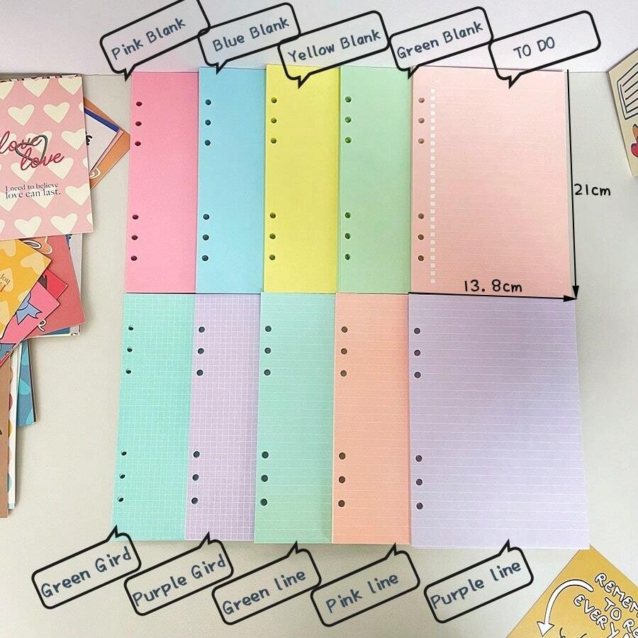 A5 40張補充用紙,6孔活頁簿內頁,週間/空白計畫日誌筆記本部件 - 白色 - 查看 1