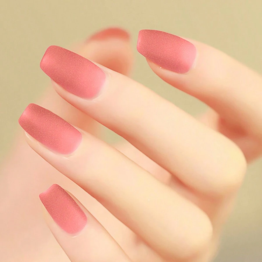 霧面絲絨質感霧面指甲油,免烤快乾,水性美甲套裝 - 粉色 - 查看 1