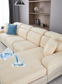 1入組防水透氣防滑沙發墊套，現代簡約彈性沙發套，抗寵物污漬純色沙發套，適用於L形沙發和1/2/3/4人座沙發（分開售賣） - 米色 - 查看 1