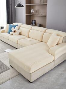1入組防水透氣防滑沙發墊套，現代簡約彈性沙發套，抗寵物污漬純色沙發套，適用於L形沙發和1/2/3/4人座沙發（分開售賣） - 米色 - 查看 4