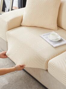 1入組防水透氣防滑沙發墊套，現代簡約彈性沙發套，抗寵物污漬純色沙發套，適用於L形沙發和1/2/3/4人座沙發（分開售賣） - 米色 - 查看 6