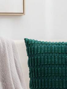 1pc Simple Solid Color Decorative Cushion Cover - Dark Green - View 6