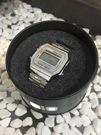 Reloj Digital Vintage Color Plata C/B, Reloj Elegante, Casual, Novedoso, Reloj De Pulsera Acero Inoxidable, Watch