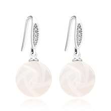 1對的手工雕刻玫瑰花耳環花卉圖案首飾類,自然白色瑪瑙白色不銹鋼耳環禮物適用於女朋友姐姐媽媽女性女兒週年紀念日生日情人節聖誕節禮物為她