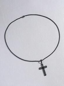 Fashionable and Popular Men Glow In The Dark Cross Pendant Necklace Stainless Steel Punk Hip Pop Style for Jewelry Gift and for a Stylish Look