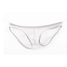 1pc Men'S Sexy Low Waist Triangle Briefs With Mesh Sheer Pouch, European And American Style - Grey - View 2