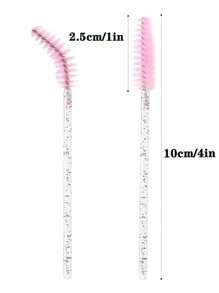 50pcs/Pack Pink Disposable Crystal Eyelash Brush, Spiral Mascara Brush, Eyebrow Brush, Lash Comb, Makeup Tools For Eyelash Extension - Pink - View 5