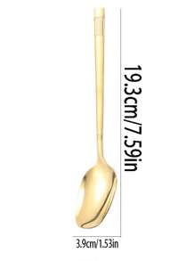 1pc Stainless Steel Lantern Shaped Long Handled Dessert Stirring Spoon For Home Use - Gold - View 7